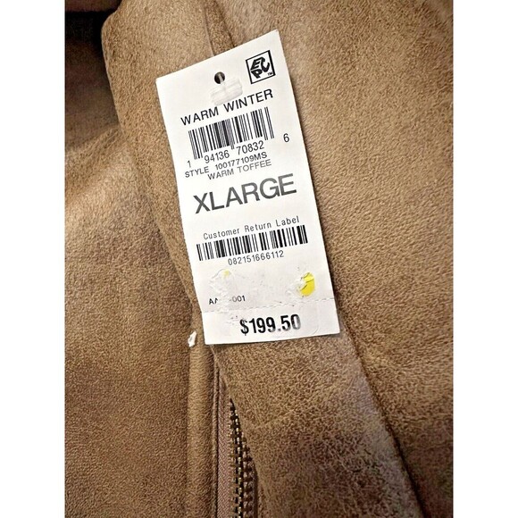 I.N.C. International Concepts Women's Cropped Faux-Leather Aviator Jacket Tan XL - Picture 10 of 10